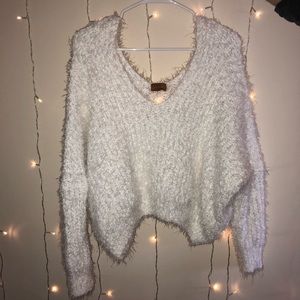 White fuzzy sweater